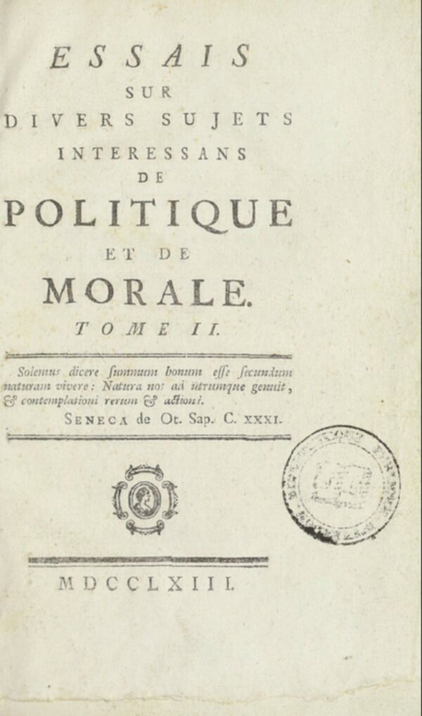 Essais sur divers sujets intéressans de politique et de morale. Tome 2