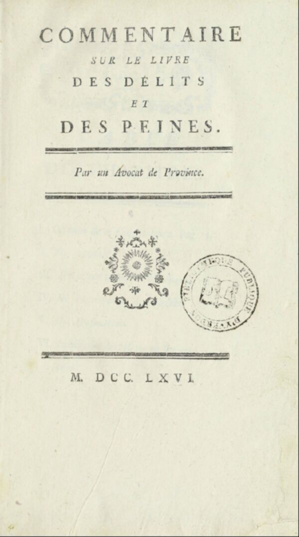 Commentaire sur le livre des délits et des peines
